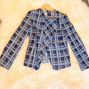 Armani Collezioni Blue and White Plaid Blazer